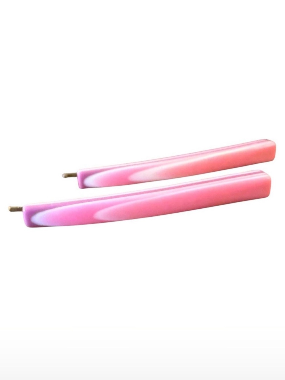 1970’s Vintage Pink & White Thick Plastic Bobby Pins, Retro Design